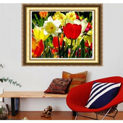 DIY Diamond Painting Kits 40x30 Spring Colofrul Flowers Diamond Mosaic Home Decoration Resinstone Square Diamond Canvas Painting