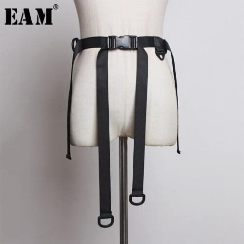[EAM] Canvas Plastic Buckle Bandage Simple Black Belt Personality Women New Fashion Tide All-match Spring Autumn 2021 JZ671