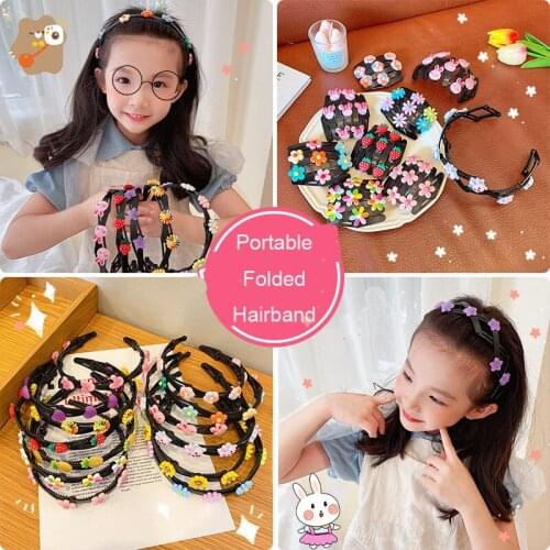 Stretch Folded Portable Hairbands for Girls Cute Flower Animal Fruit Antiskid Hair Hoop Children Headband Hair Accessories