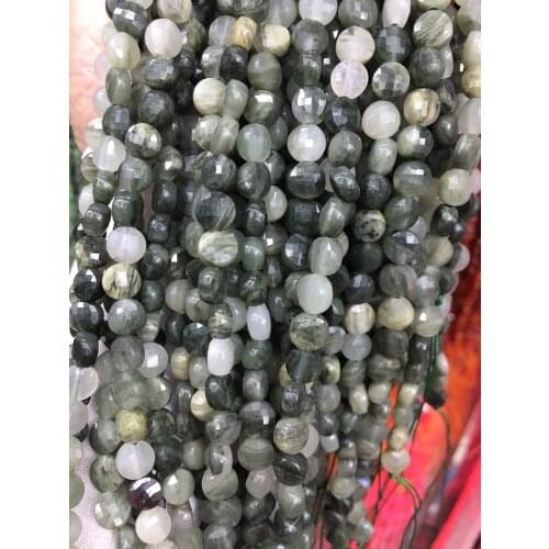 Natural Stone Facted Round shape moss agate Beads Smooth Loose Beads 6mm for Jewelry Making Charm Accessories DIY