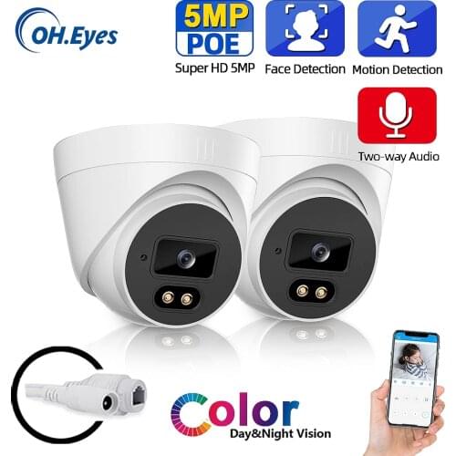 H.265 POE IP CCTV Video Surveillance Camera Indoor HD 5MP Two Way Audio Dome IP Security Cameras Color Night Vision XMEYE ONVIF