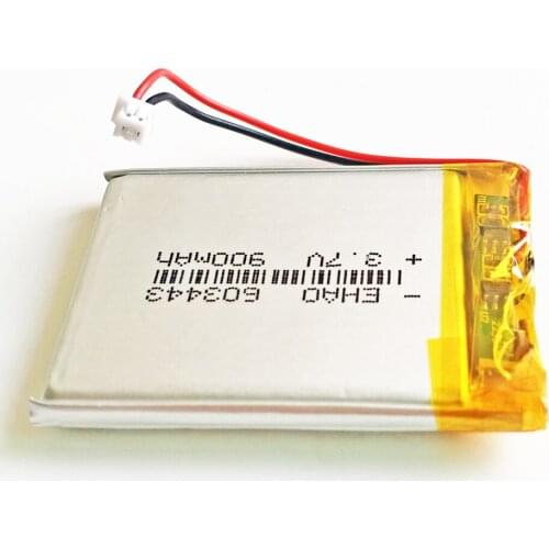 JST 1.25mm 3.7V 900mAh 603443 lipo polymer lithium rechargeable battery for MP3 GPS navigator DVD recorder headset e-book camera