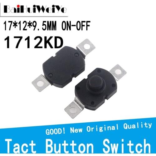 20PCS/LOT 1712KD Push Button Switch 30V 1A flashlight switch LOCK 17*12*9.5mm Table lamp switch flashlight button switch ON-OFF