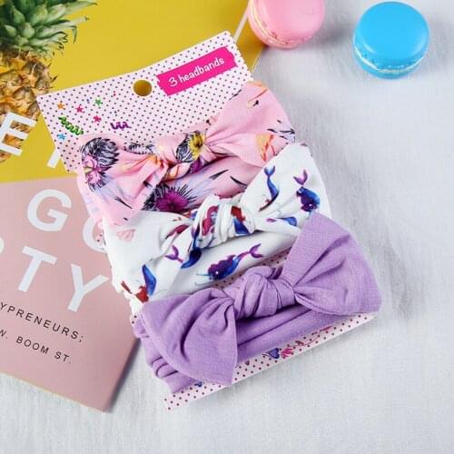 3Pcs Newborn Infant Baby Girls Bow Knot Print Headband Princess Infant Toddler Party Headwear Baby Accessories