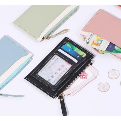 PU Leather Small Money Purses Wallets Function Card Case Card Holder Women Credit Passport Card Bag ID Coin Bag Zipper Wallet