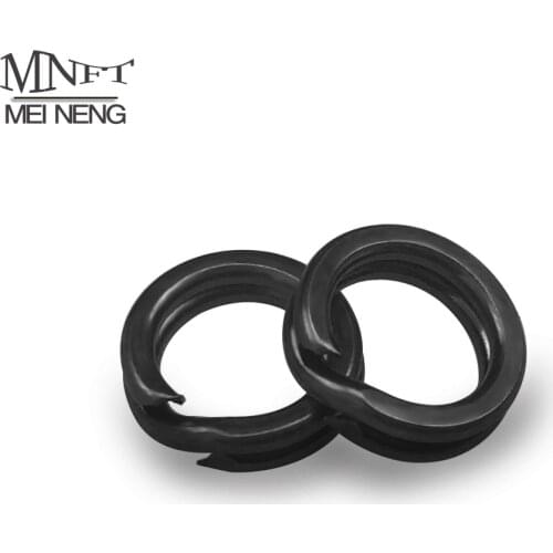 MNFT 500pcs Squashed Fishing Split Ring Stainless Steel Snap Swivel Lure Tackle Matt Black Double Loop For Bait Connector