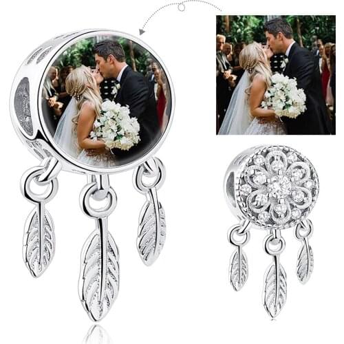Fashion Jewelry Custom Photo Beads Dreamcatcher Charms fit Crystal Necklace Bracelet Rhinestone 925 Sterling Silver Beads