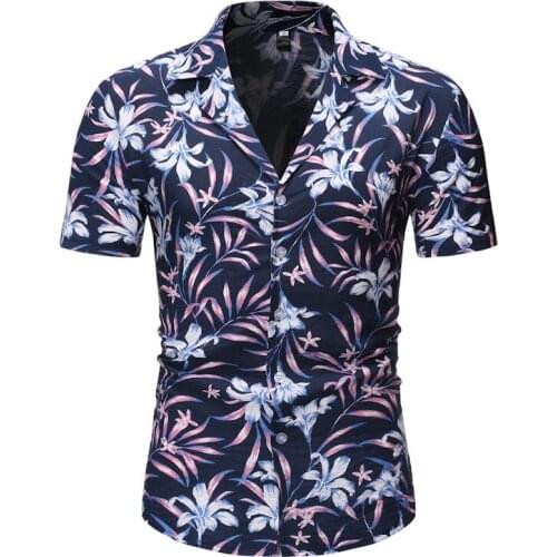 Mens Floral Hawaiian Shirt 2022 Brand New Slim Short Sleeve Shirt Men Beach Button Down Dress Shirts Chemise Hawaiienne Homme