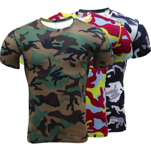 Gyms 3d Print Mens T Shirts Camouflage Compression T Shirt Men Fitness Quick Drying Elastic Wicking Camo Men T-shirt