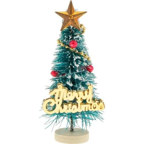 Delicate 1:12 Dollhouse Accessories Christmas Decoration Xmas Tree with 'Merry Christmas' Letters Board, Green & Golden