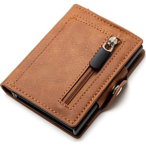 Zovyvol 2020 New Men And Women RFID Blocking Business PU Leather Credit Card Holder Button Smart Wallet Coin Zippe Purse