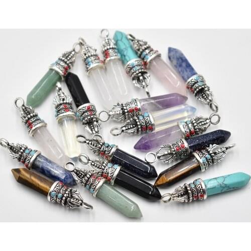 Wholesale 20pcs/lot fashion good quality natural stone crystal charms Pendants for jewelry accessories marking free shipping