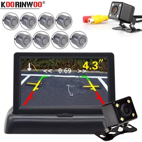 Koorinwoo Ultrasonic Parking Sensors Parktronic 8 Alarm Probe Car Monitor Screen LCD Backlight Car Rear view camera Car Detector