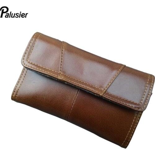 Casual Men Genuine Leather Waist Pack Fashion Retro Oil Wax Cowhide Wallet Belt Loops Hip Bum Bag Purse Phone Pouch