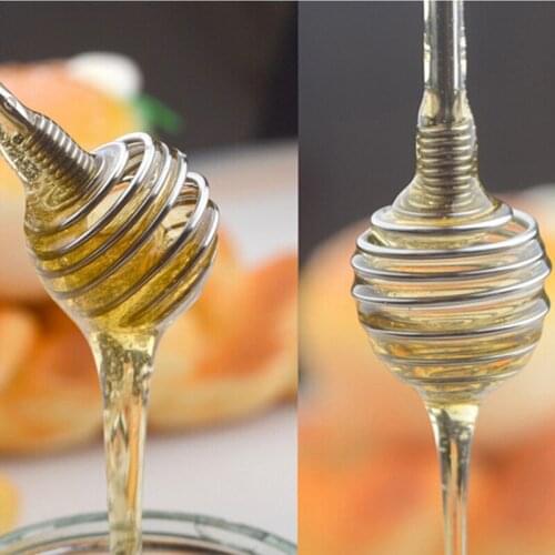 100pcs Stainless Steel Spiral Design Honey Stirring Rod Mixing Sugar Spoon Bar Mixing Drinks Bar Kitchen Tools