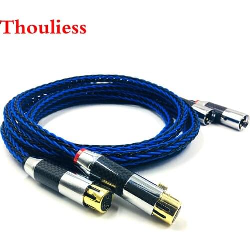 Thouliess pair Hi-End 7N Single Crystal Copper XLR Male to Female Audio speaker Wire Carbon Fiber 3pins XLR Balanced cable