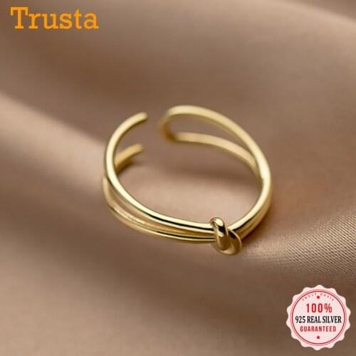 Trustdavis 2021 Genuine 925 Sterling Silver Fashion Sweet Double Knot Opening Ring For Women Wedding Party Fine Jewelry DB397