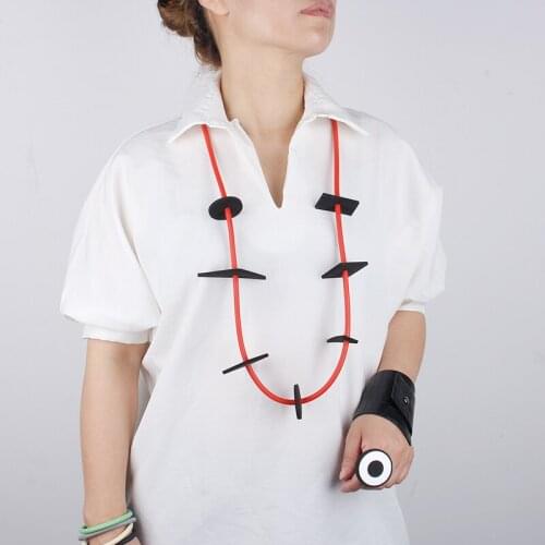 Streetwear Designer Foam Rubber Jewelry Geometric Long Pendant Necklace For Women Strange Grunge Necklaces Wicca Clothes Decor