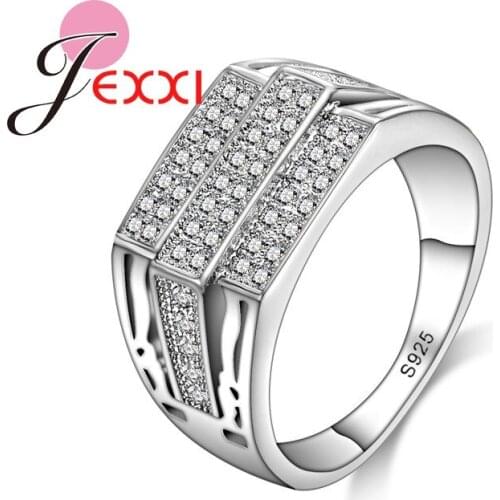 Unisex Men Women Simple Fashion Finger Decoration Rings High Quality 925 Sterling Silver Zircon Rhinestone Wedding Jewelry