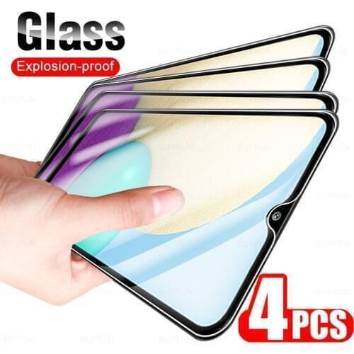 4Pcs Tempered Glass For Samsung Galaxy A02 S A01 A07 A8 A05 Core 2018 On Samsun A 8 7 5 02 01 Protector Protective Screen Film