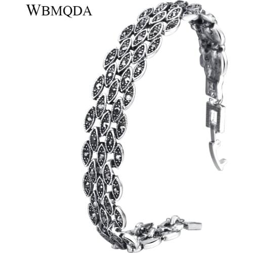 Vintage Black Crystal Eyes Bracelets For Women Accessories Unique Summer Silver Plated Bracelet Fashion Jewelry Free Shipping