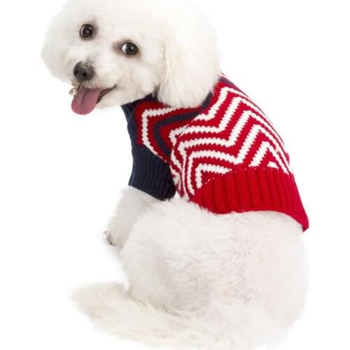Winter Dog Clothes Sweater Pet Hoodie Wavy Pattern Lapel Design Dog Coat for Small to Large Puppy Dogs Cats