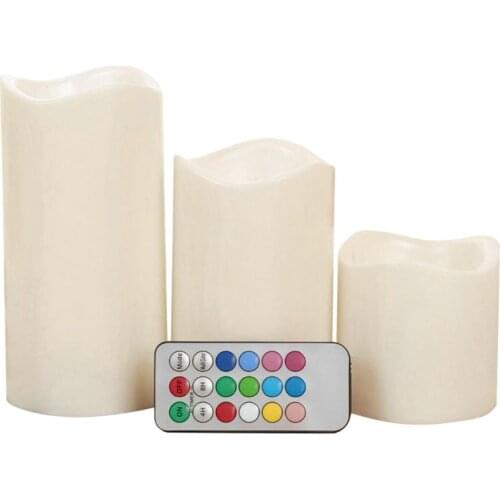 1 Set Flameless LED Pillar Candle Night Light With RGB Remote Control Wax Candle For Wedding Decoration Christmas Candle