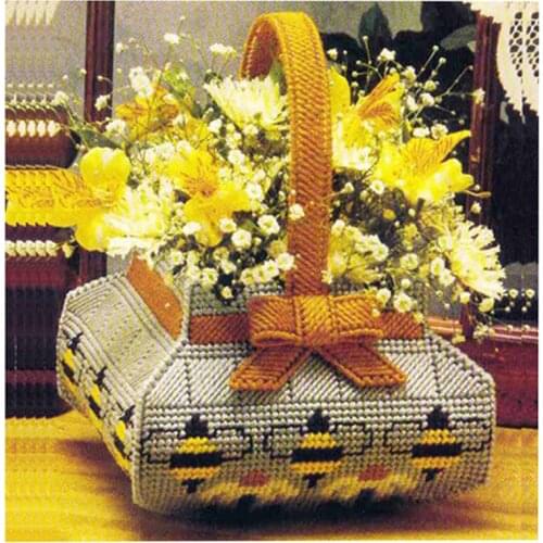 1 set, 5D cross-stitch new living room study printing bee bowknot vase flower flower basket G21