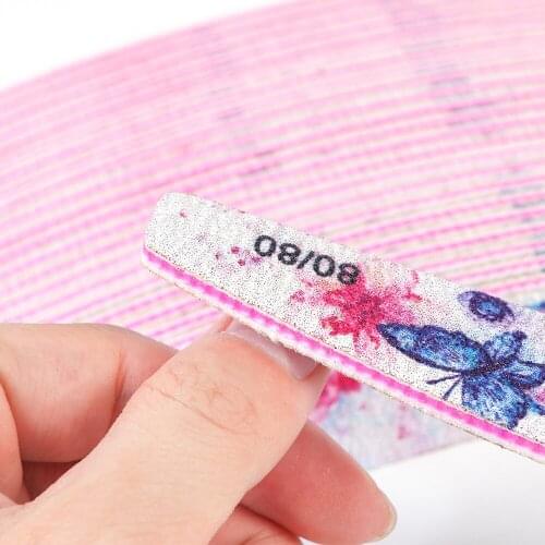 1pcs Watercolour Ink Painting Nail Files 80/80 Double Side Sanding Buffer Nail File Sandpaper Block Manicure Half Moon Nail Tool