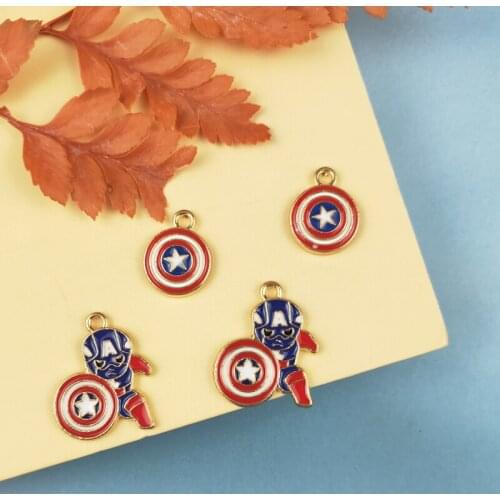 JeQue 10pcs Mini Cartoon Figure Enamel Charms Oil Drop Metal Shield Pendants DIY Necklace Earring Bracelet Jewelry Accessories
