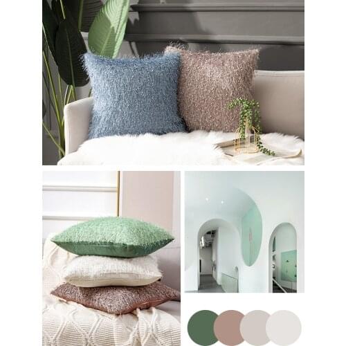 45x45cm solid color fluffy plush pillowcase cushion cover lumbar pillow case sofa decorative pillow cover for backrest