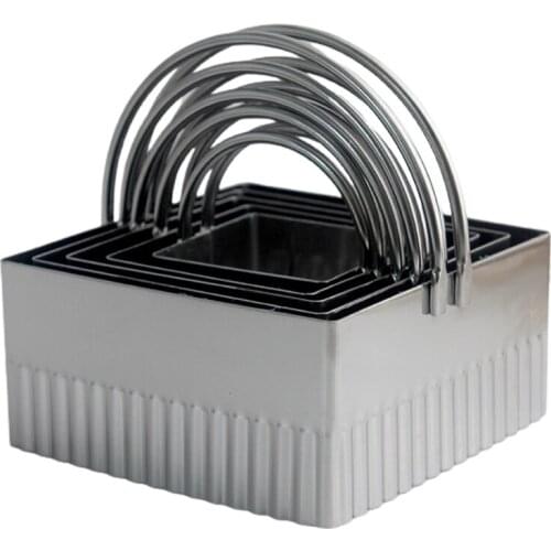 50LB 5 Pcs Square Biscuit Cutters with Handle Stainless Steel Baking Cookies Biscuit Fondant Mold Cake Decoration Tool Mould