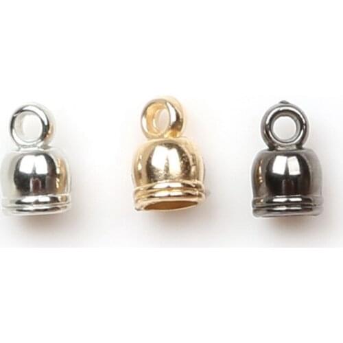 50pcs/lot Hole Size 4 5 6 8 mm Gold/Rhodium/Gunmetal Plated Plastic CCB End Caps Crimp Beads Covers for DIY Bracelet Jewelry