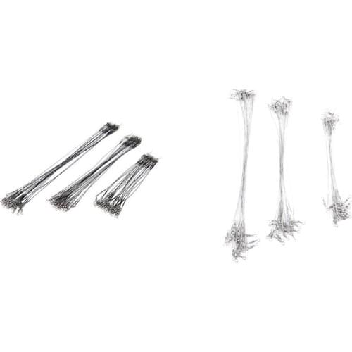 60Pcs 15/20/25cm Stainless Steel Wire Leader Fishing Leash Swivel Anti-Bite Line Leadcore Leash for Pike Fishing