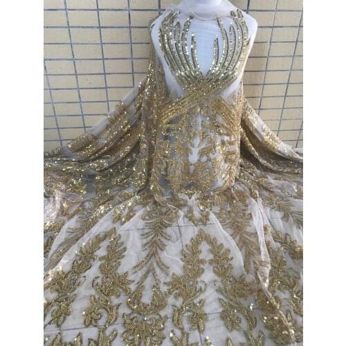 African Tulle Lace Fabric High Quality Embroidery French Net Lace Fabric S-68882 with beads