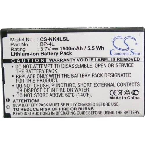 Cameron Sino 1500mAh Battery for 6760 Slide,E52,E55,E61i,E63,E71,E71x,E72,E90,N810,N97,BP-4L