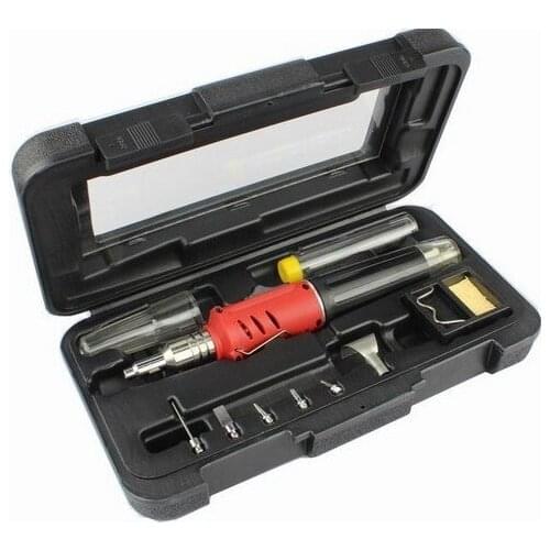 Free Shipping Self-Ignition 10-in-1 Gas Soldering Iron Cordless Welding Torch Kit Tool HS-1115K