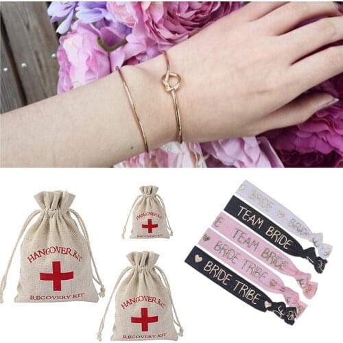Bride team Bridesmaid Bracelet Hair Tie Bracelet Bridal shower Wedding Bachelorette Party hen Bride Gift Bag to be decoration