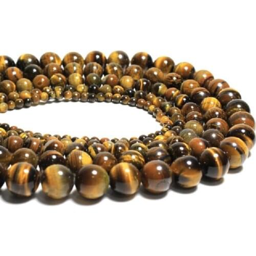 Wholesale Natural Tiger Eye Stone Round Loose Beads 4 6 8 10 12MM For Bracelet Necklace Jewelry DIY Making Drop-Ship