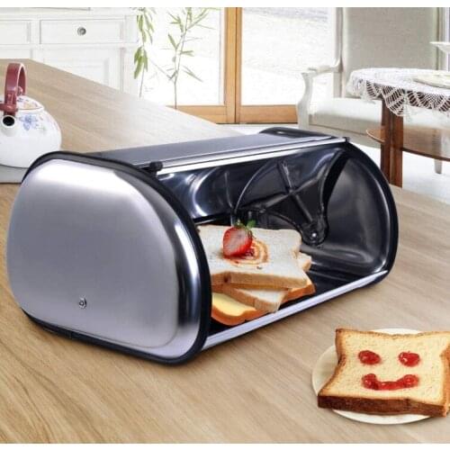 Stainless Steel Bread Storage Case With Window Bread Cake Container Home Kitchen Bread Box Organizer Bakery Kitchen Gadget HWC