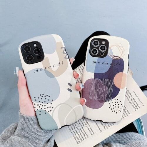 Ins Morandi Color Matching Phone Case for Iphone 11pro Max Case 12promax 7 8 Plus SE20 All-inclusive Anti-fall Protective Cover