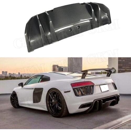 Dry Carbon Fiber Rear Lip Diffuser Spoiler For Audi R8 V8 V10 2017-2020 FRP Back Bumper Hugger Guard Car Styling