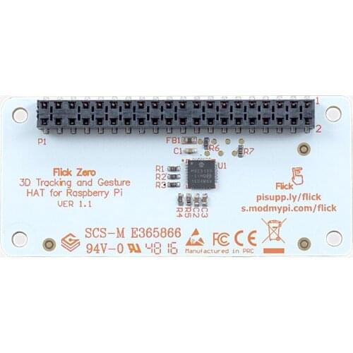 Flick Zero – 3D Tracking Gesture pHAT for Raspberry Pi Zero W A+, B+, 2B, 3B Fully CE and FCC Tested