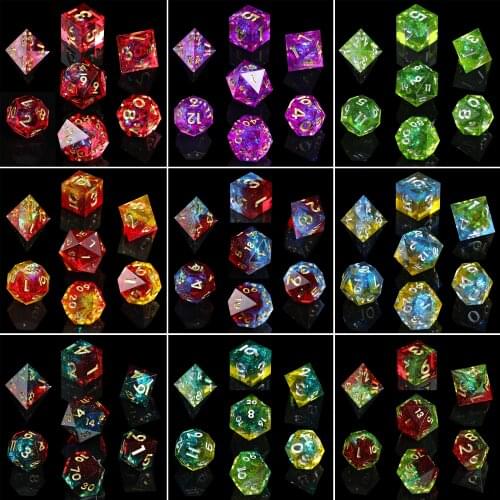 Full Set DnD Dice, Sharp Edge Dice Handmade Resin Dice Polyhedral Dice For Rolling Playing Games