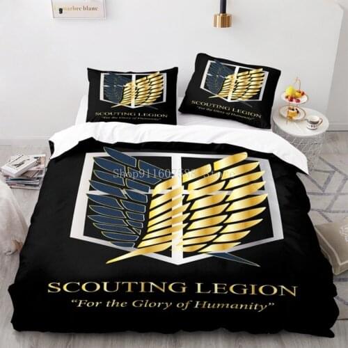 Attack On Titan Bedding Set Single Twin Full Queen King Size Wings Of Liberty Bed Set Childrens Kid Bedroom Duvet Cover Sets