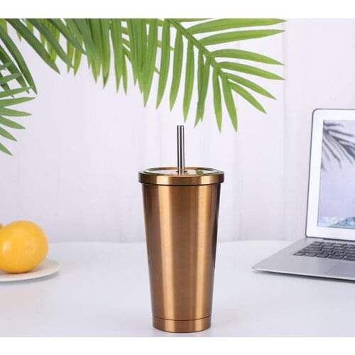 500ml Stainless Steel Mug Easy to Clean Large Capacity Multi-colored Double-layer Mug for Office