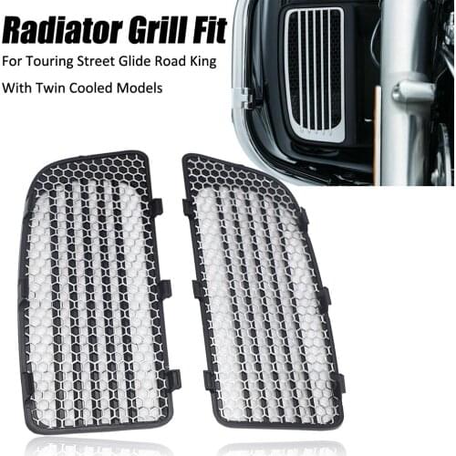 For Harley Touring Street Glide Road King With Twin Cooled Models Motorcycle Radiator Grill Lower Fairing Cover Fits Screens