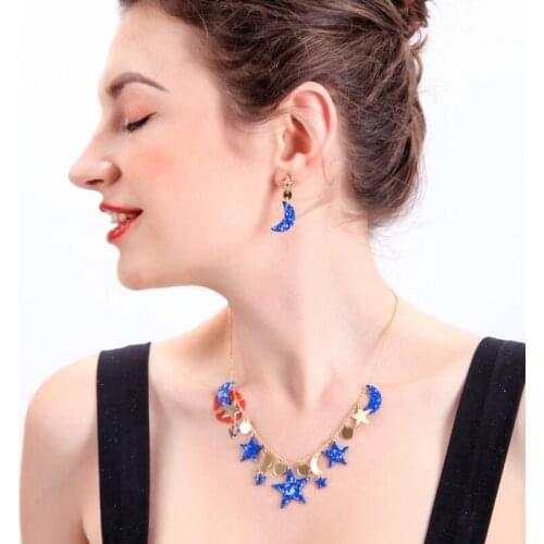 Trendy Women Drop Earrings Star&Moon Iron Sheets Pendant Drop Earrings For Women Fashion Jewelry Gift Accessories