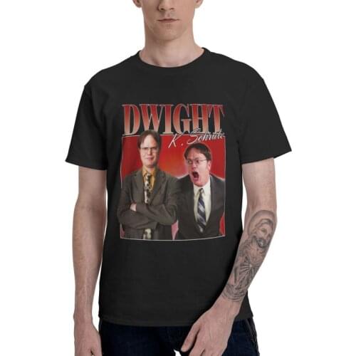 Male Dwight Schrute The Office Homage T-Shirt Michael Scott Jim Mifflin Scranton Tshirt Short Sleeve T Shirt 100% Cotton Tee