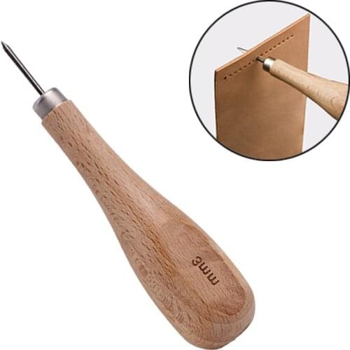 Nonvor Durable Professional Leather Craft Wooden Diamond Rhombus Awl DIY Leather Stitching Sewing Leather craft Punch Tool